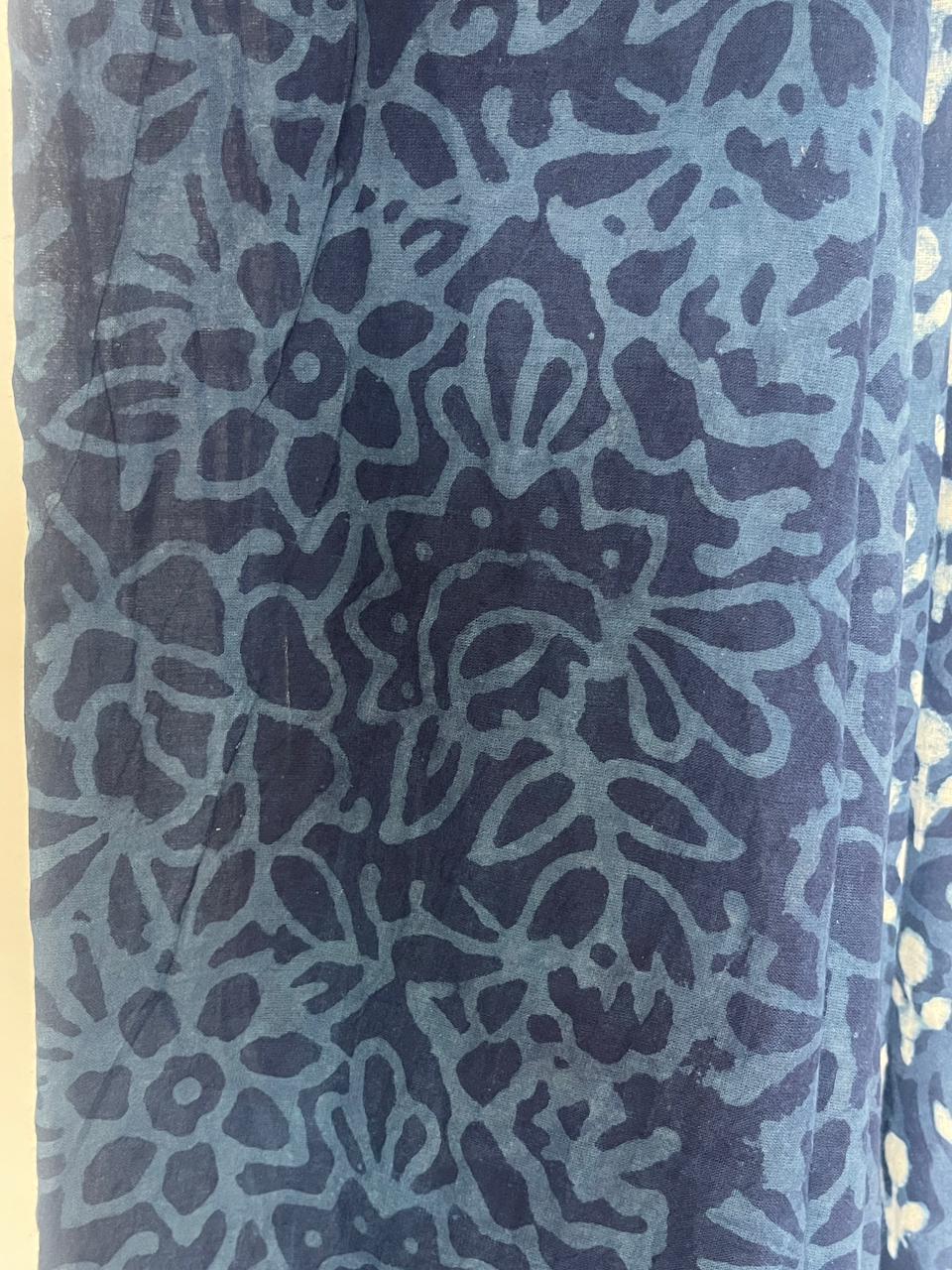 Indigo Cotton Hand Block Print Saree