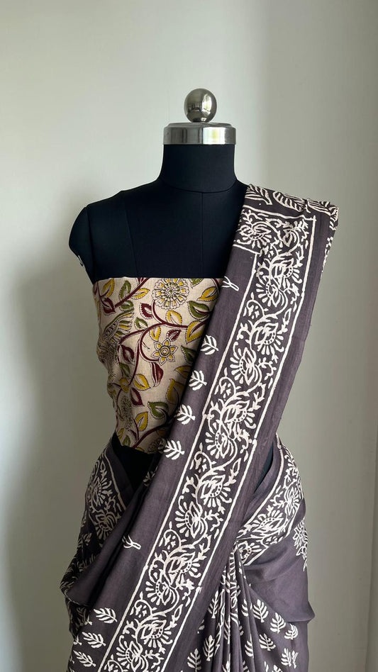 Cotton Hand Block Print Saree