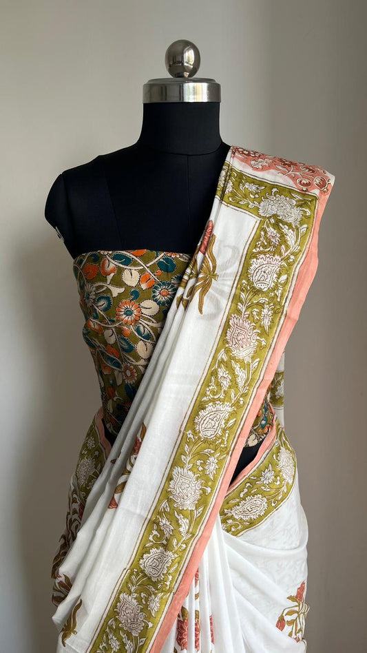 Cotton Hand Block Print Saree