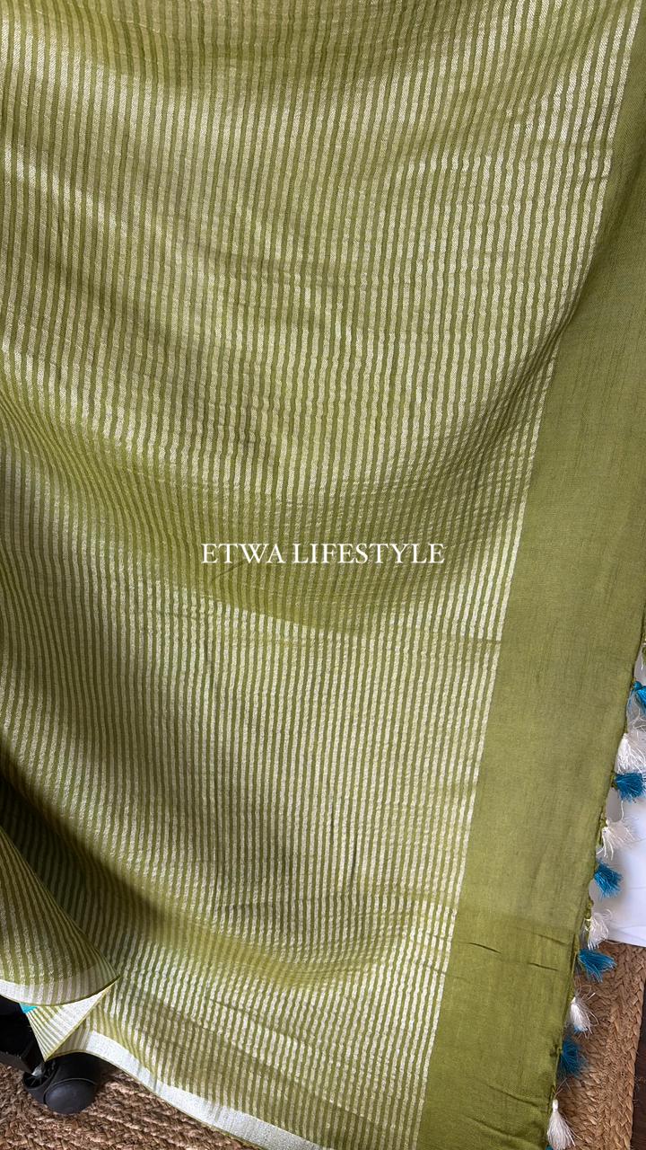 Noor Linen-Tie & Dye-Teal Blue & Olive Green