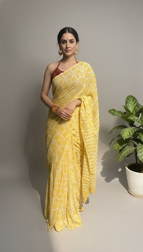 Cotton Hand Block Print Saree