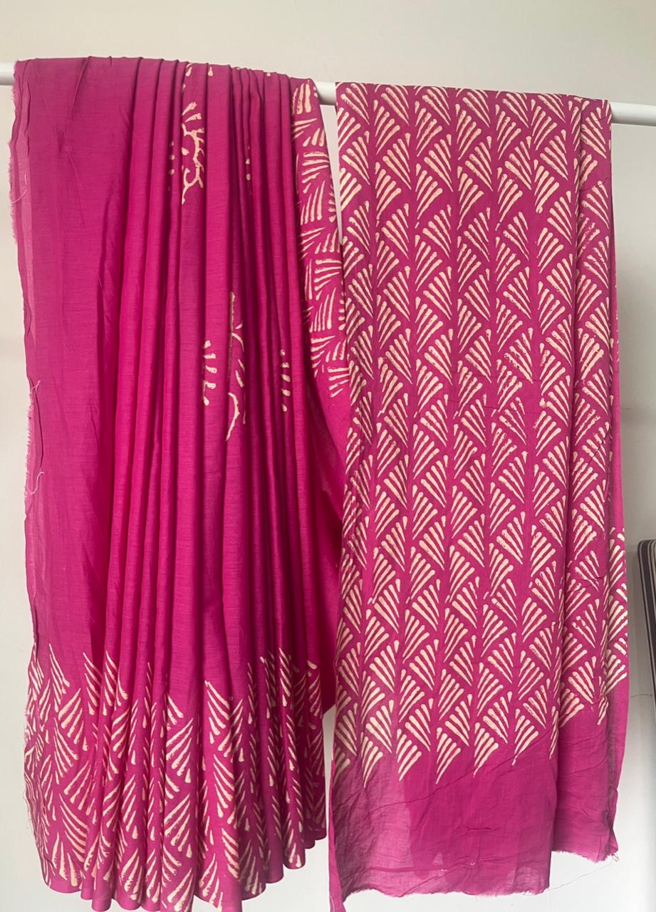 Cotton Hand Block Print Saree
