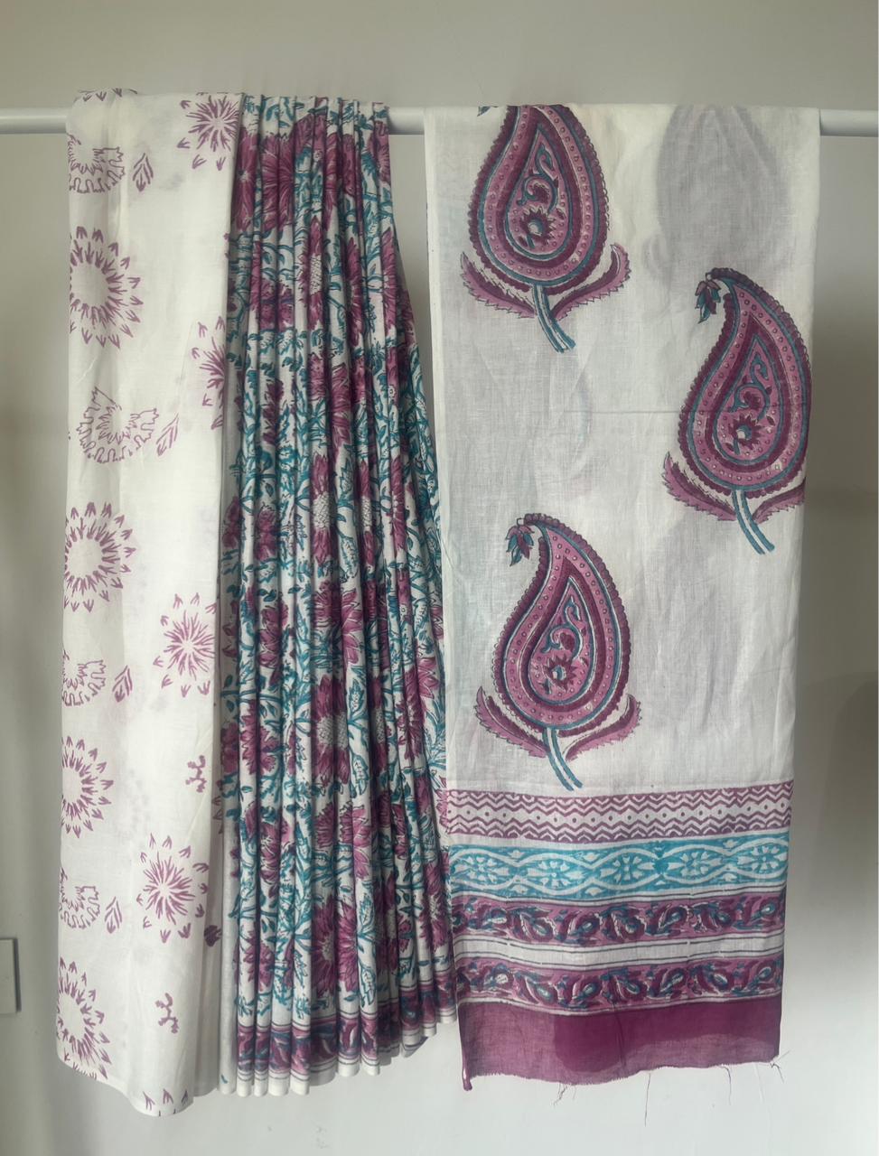 Cotton Hand Block Print Saree