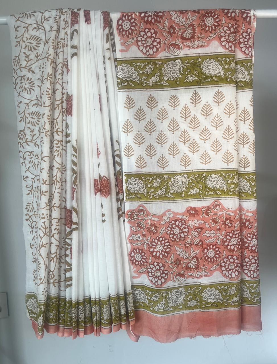 Cotton Hand Block Print Saree