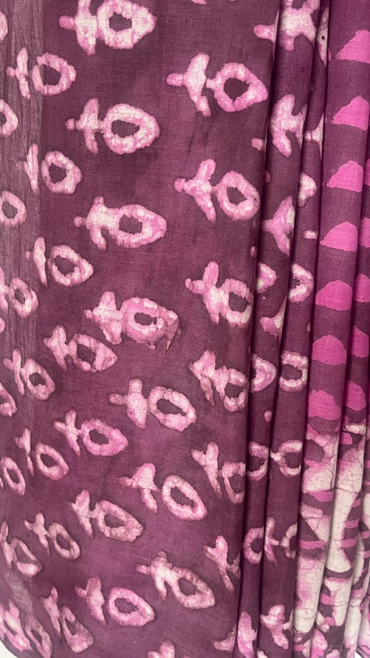 Cotton Hand Block Print Saree