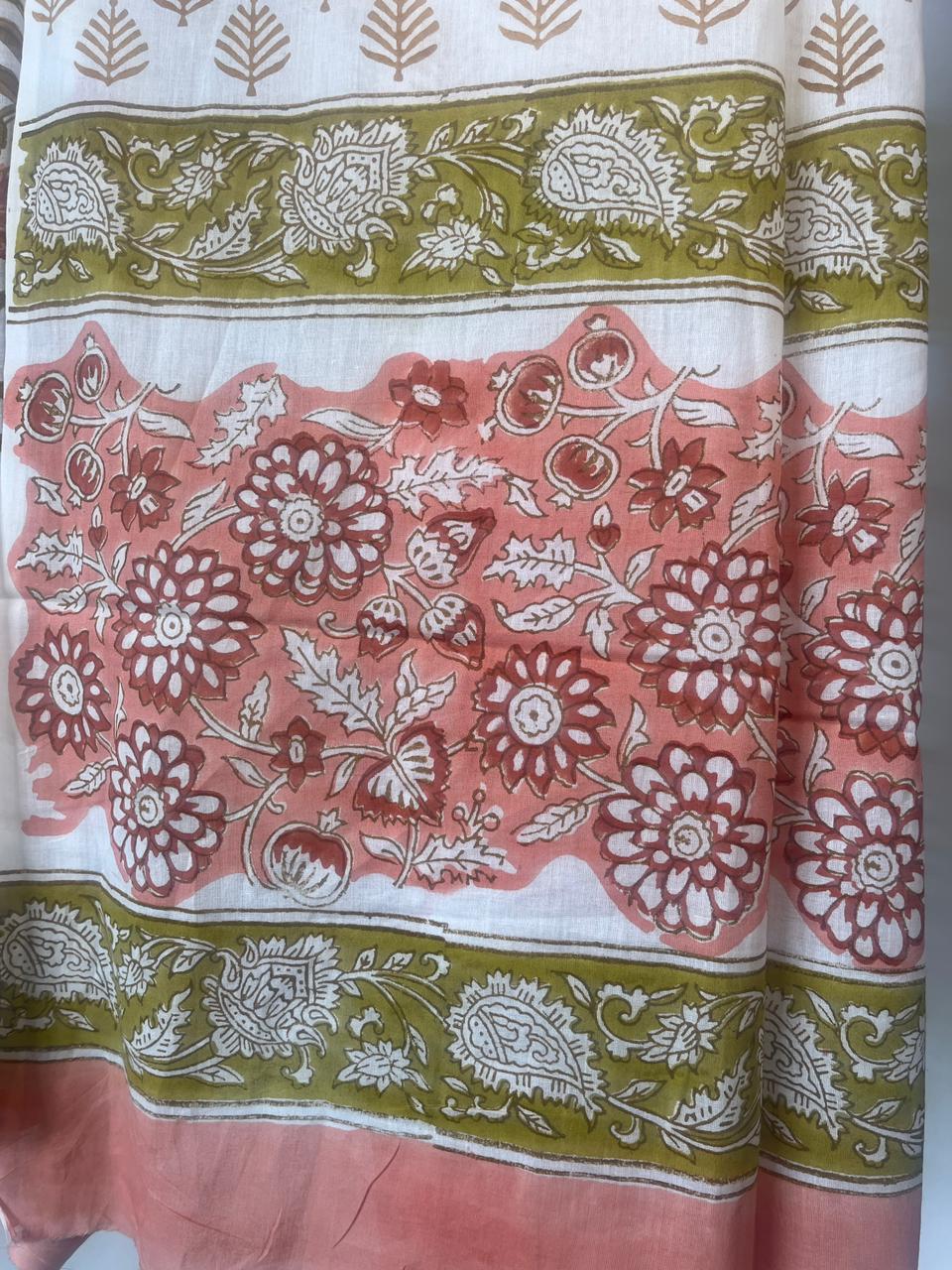 Cotton Hand Block Print Saree