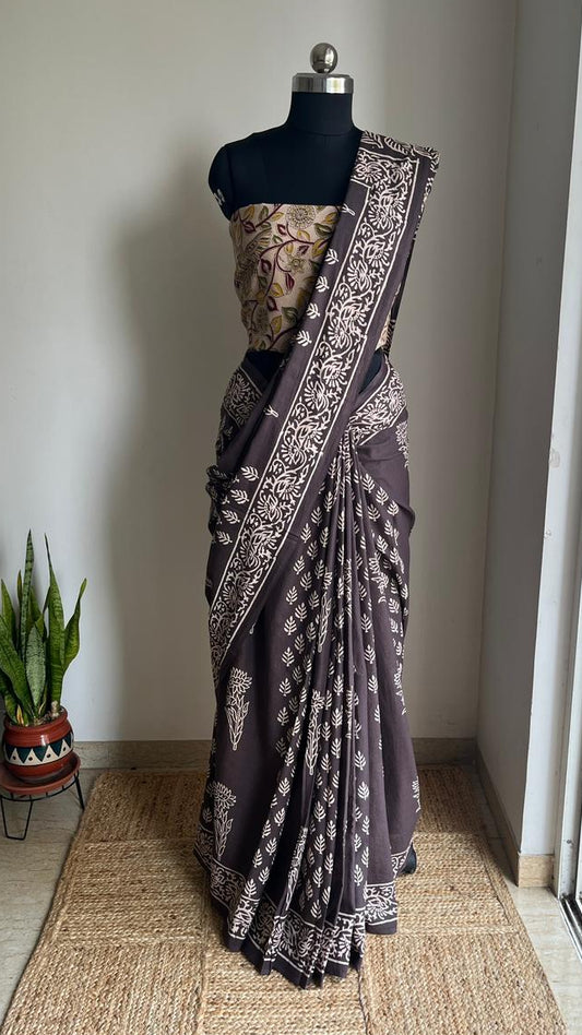 Cotton Hand Block Print Saree