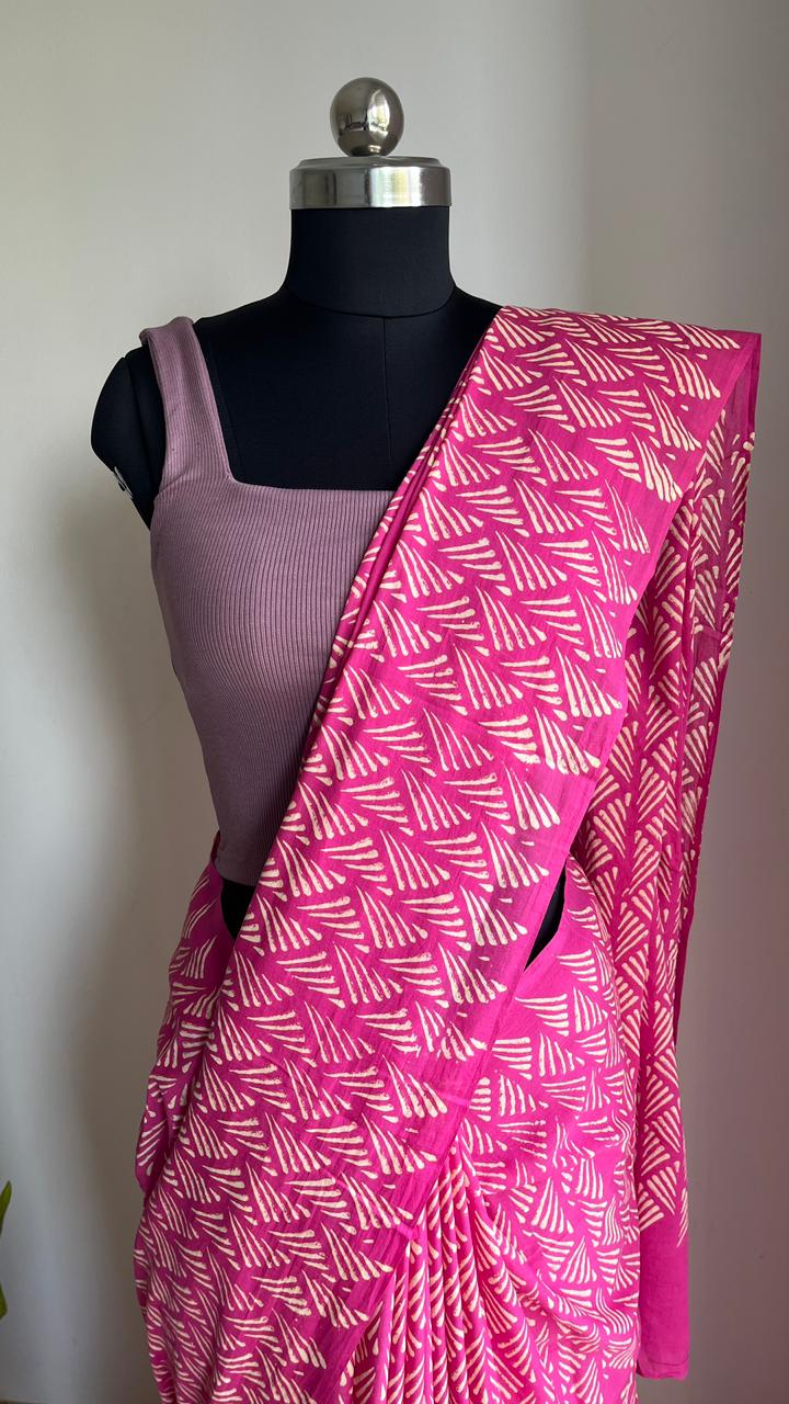 Cotton Hand Block Print Saree