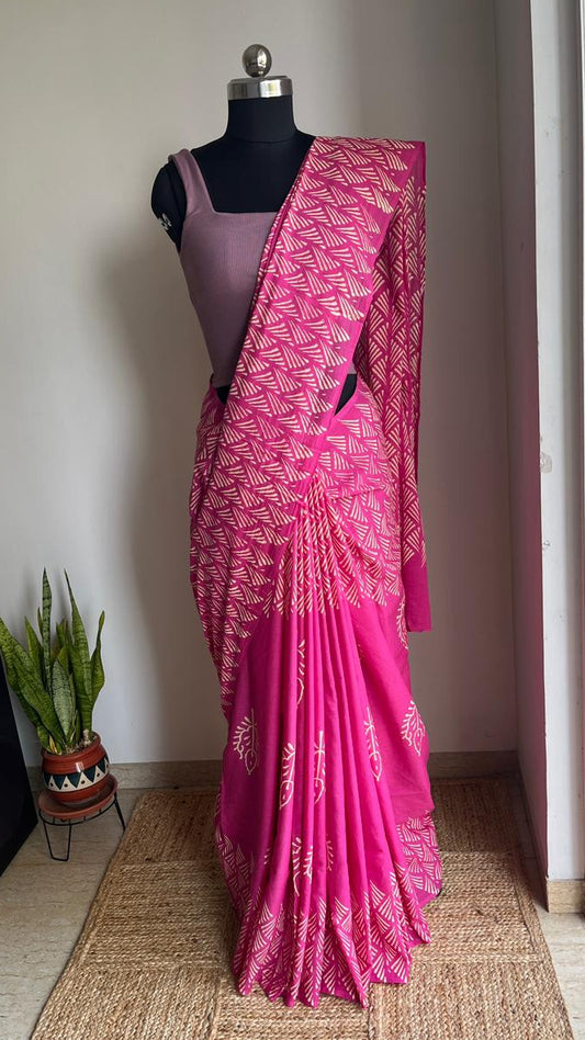Cotton Hand Block Print Saree