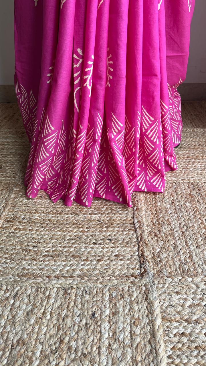 Cotton Hand Block Print Saree