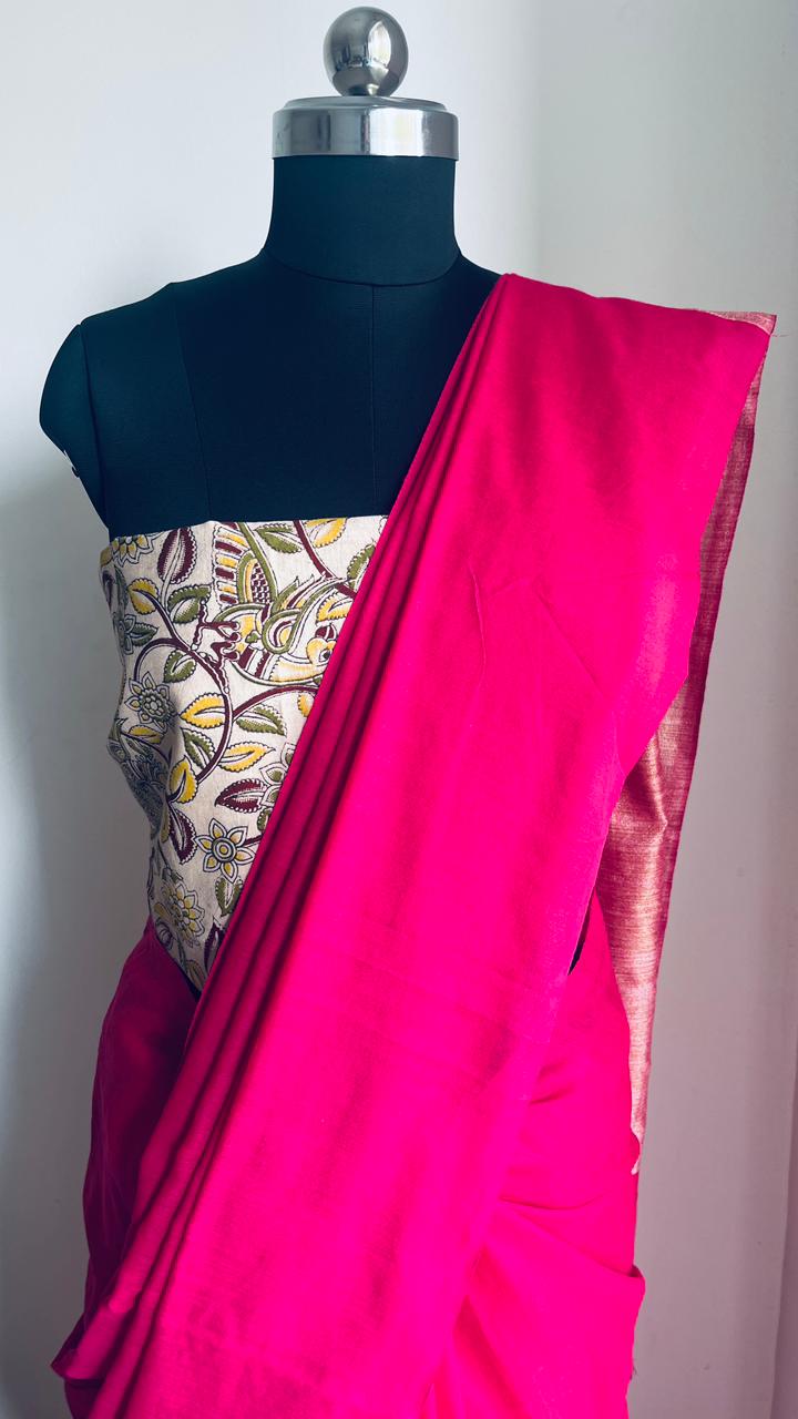 Pink - Mul Cotton Gicha Weaving Work Saree
