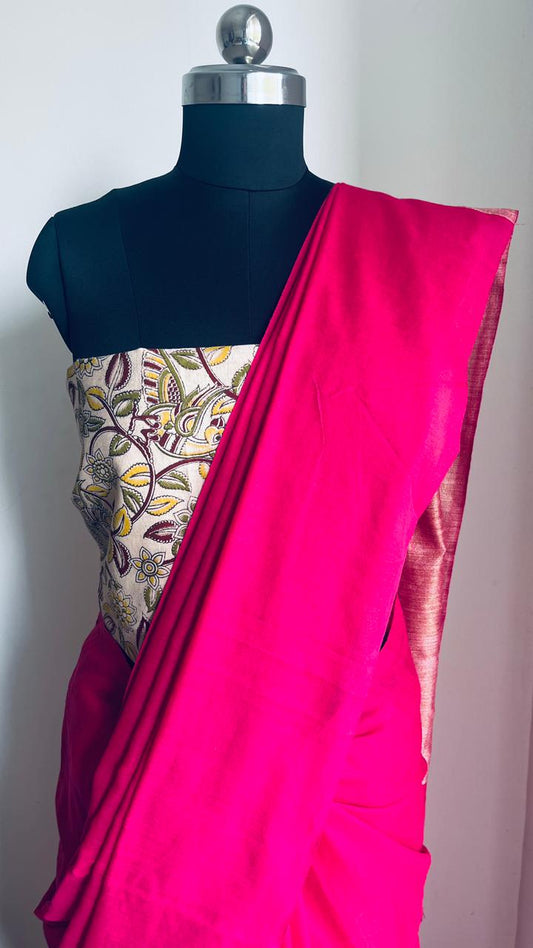 Pink - Mul Cotton Gicha Weaving Work Saree