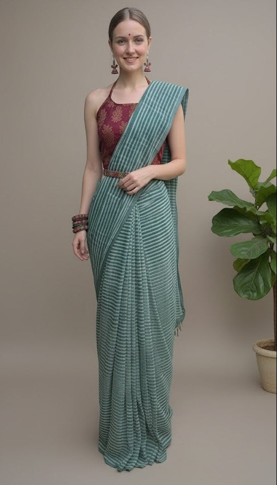 Cotton Hand Block Print Saree