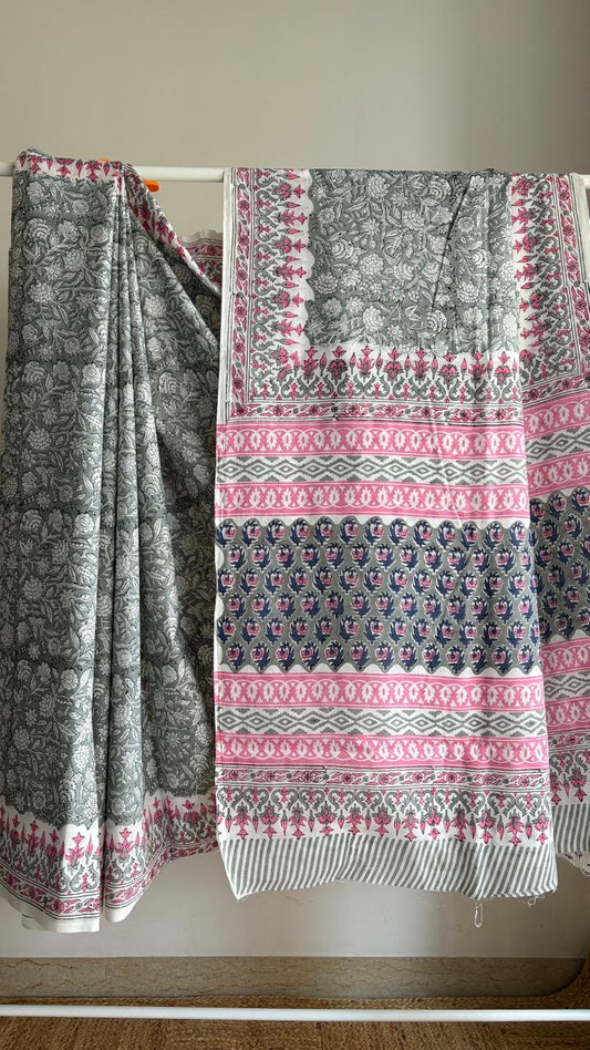 Mul Cotton Hand Block Print Saree _07