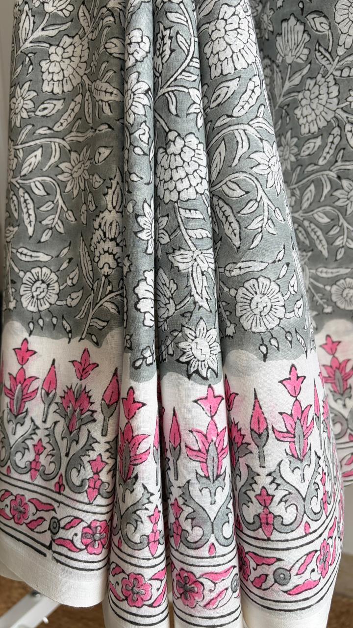 Mul Cotton Hand Block Print Saree _07