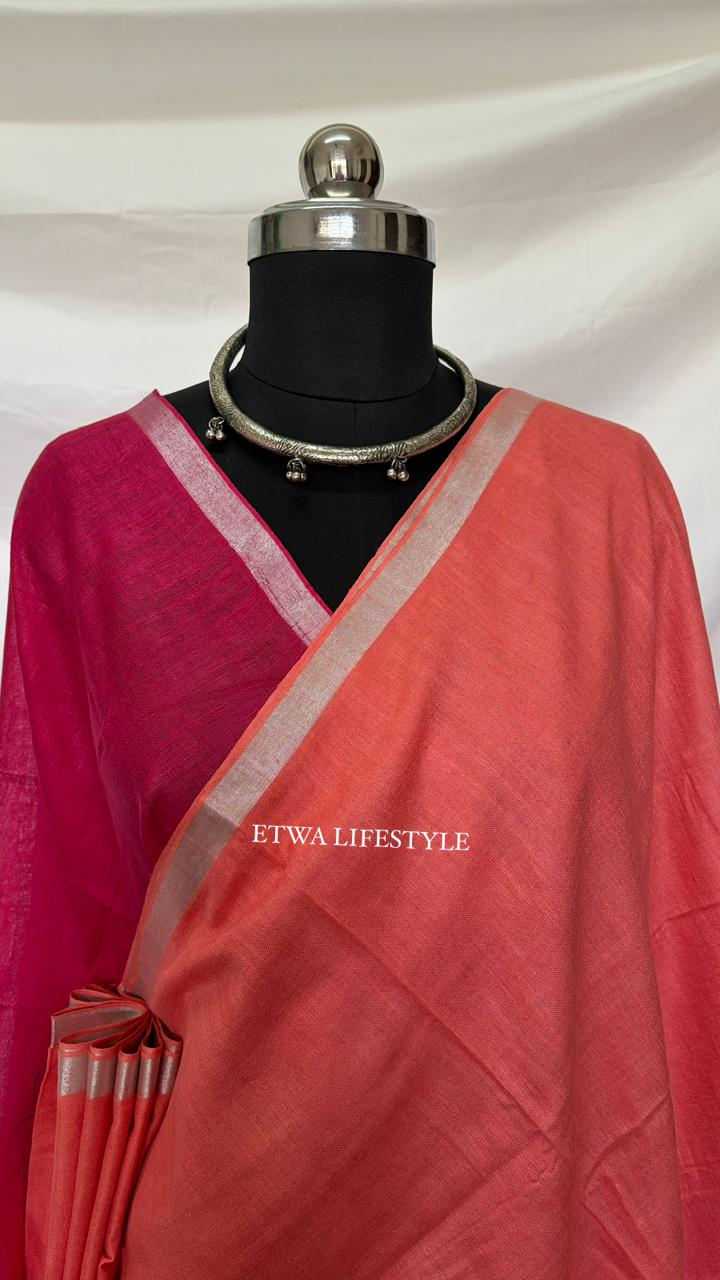 Noor Linen-Tie & Dye- Orange & Pink
