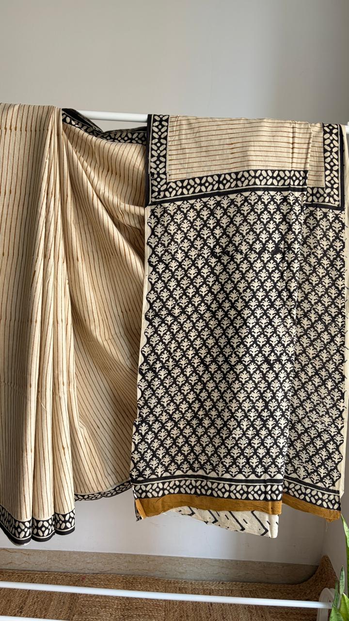 Mul Cotton Hand Block Print Saree _11