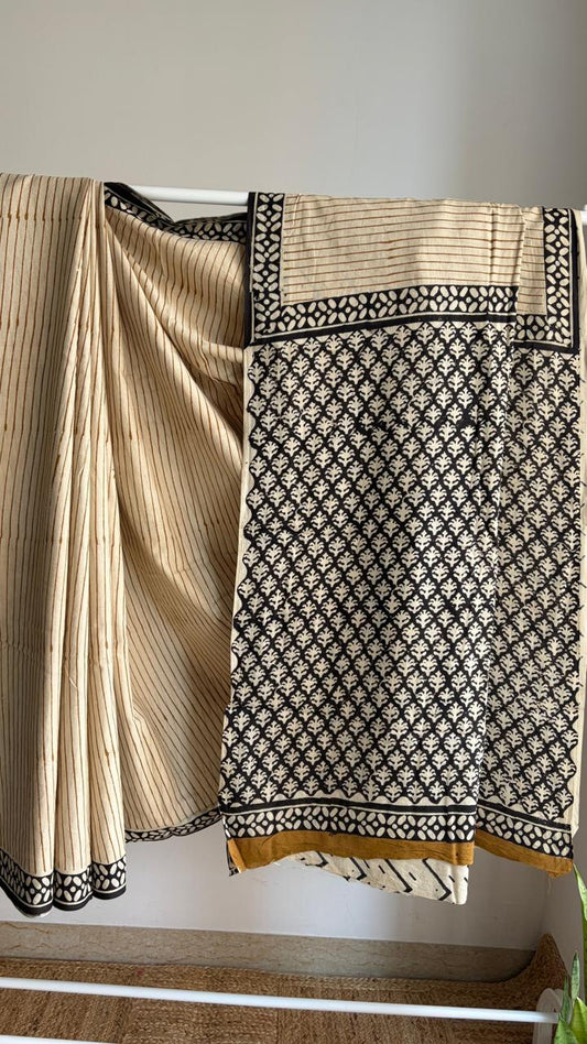 Mul Cotton Hand Block Print Saree _11