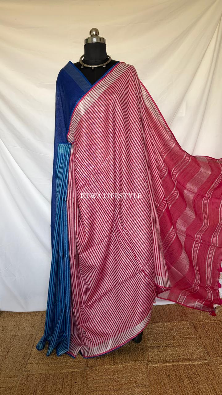 Noor Linen-Tie & Dye-Royal Blue & Pink