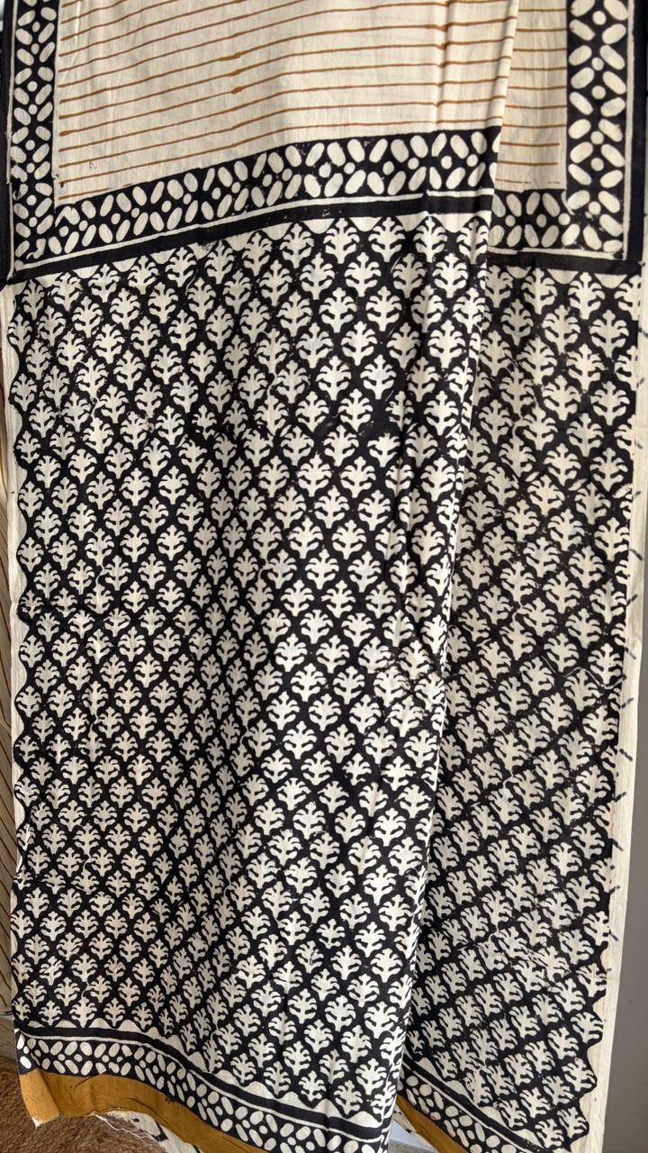Mul Cotton Hand Block Print Saree _11
