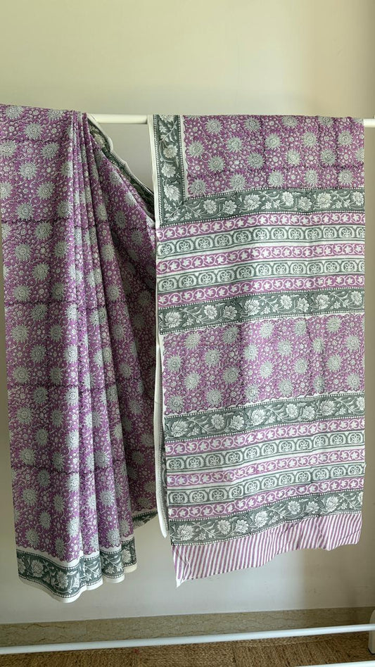 Mul Cotton Hand Block Print Saree _12