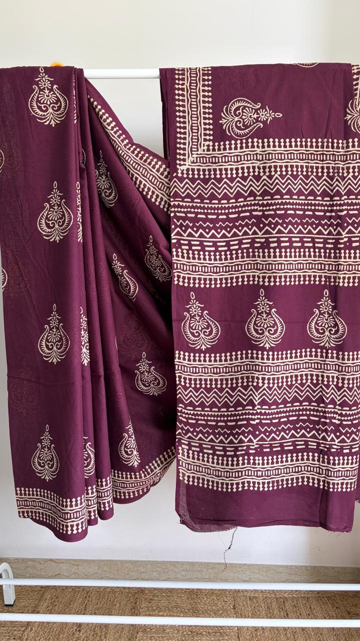 Mul Cotton Hand Block Print Saree _16