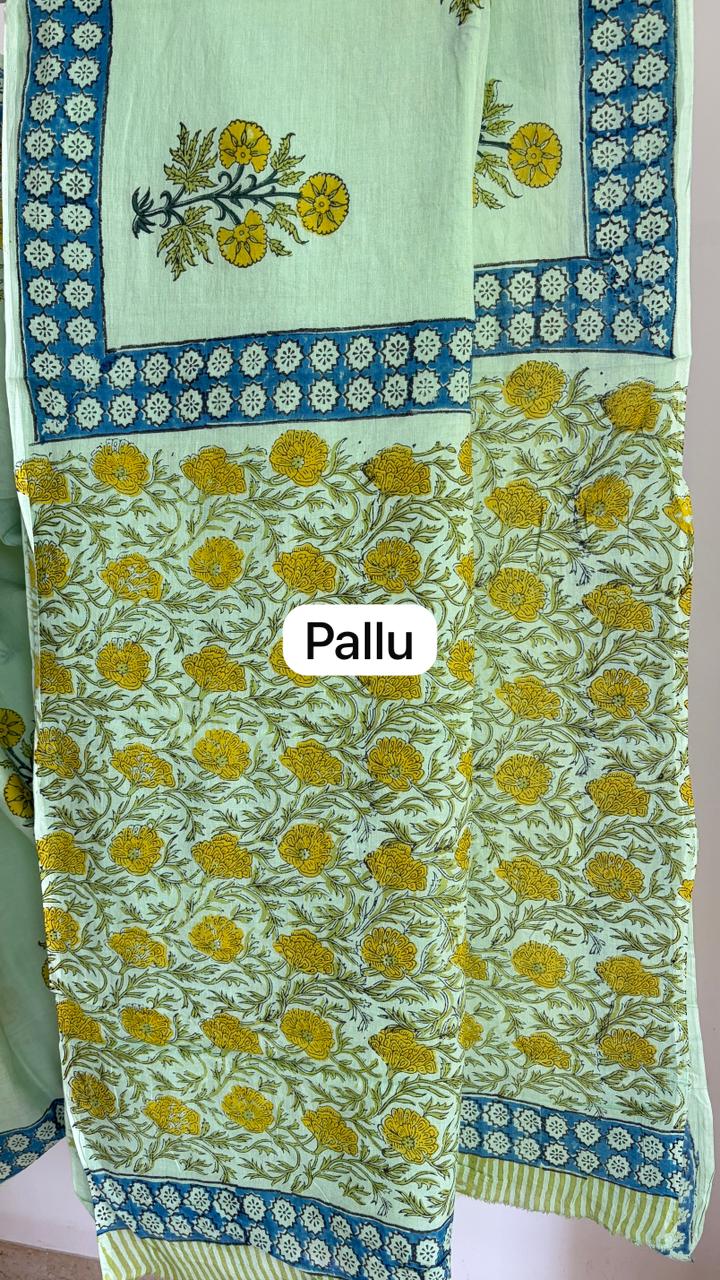 Mul Cotton Hand Block Print Saree _17